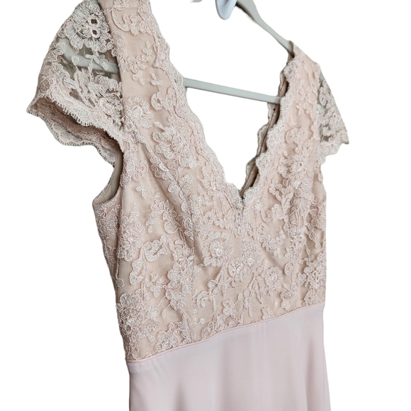 Calvin Klein Light Petal Pink Bridesmaid Formal Lace A-Line Dress Women's Size 6 - Picture 3 of 15